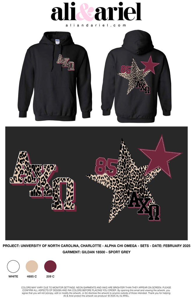 University of North Carolina, Charlotte Alpha Chi Omega Cheetah Hoodies  2025