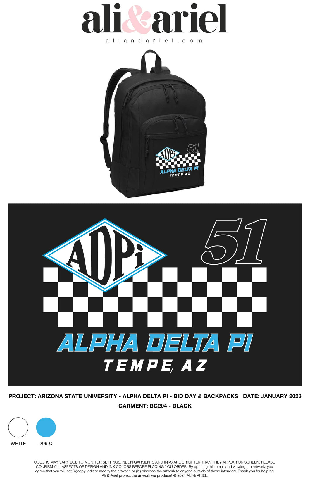 REORDER ASU Alpha Delta Pi Recruitment 2023 - Backpacks