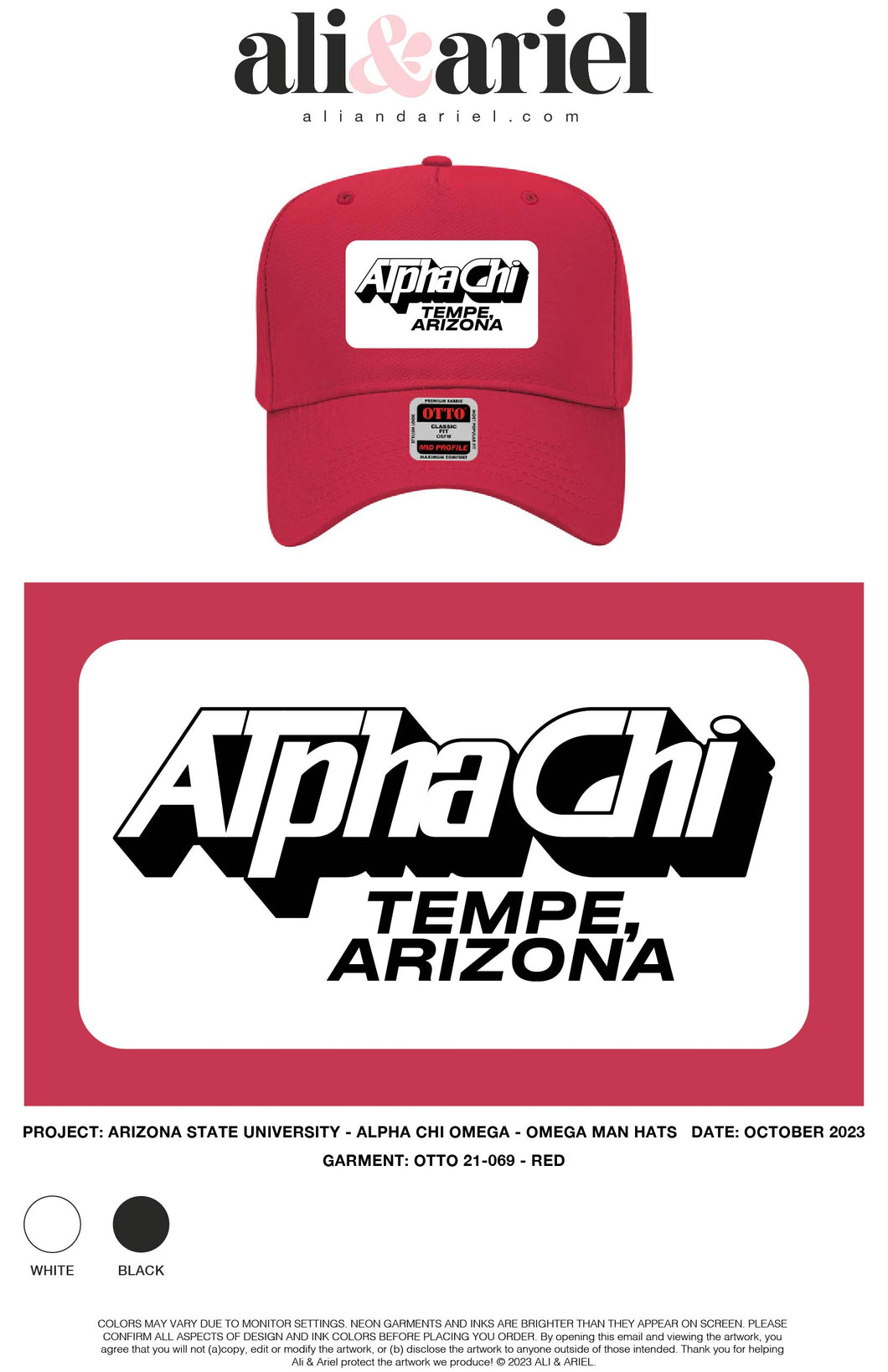 ASU Alpha Chi Omega - Tempe, AZ Hats 2023