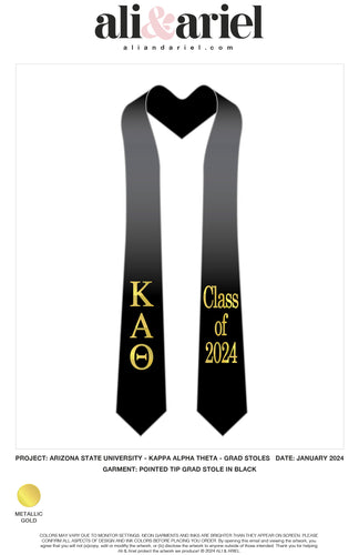ASU Theta Class of 2024 Grad Stoles