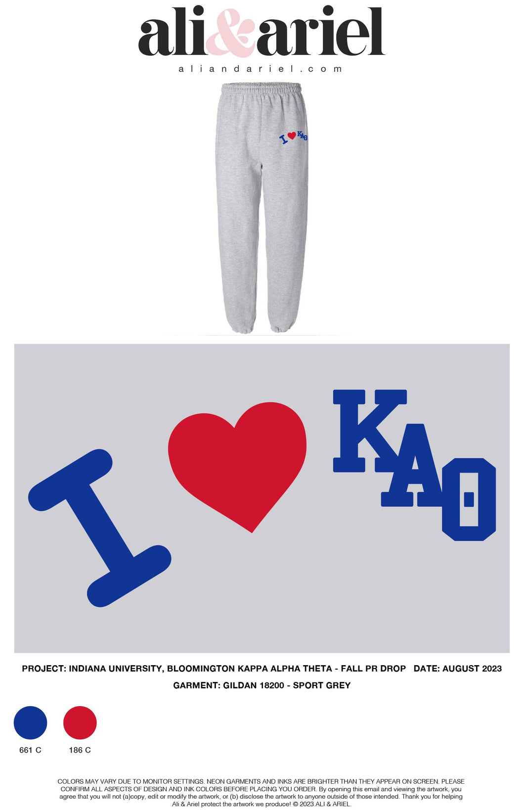 Indiana University, Bloomington Kappa Alpha Theta - I Love Sweatpants - 2023