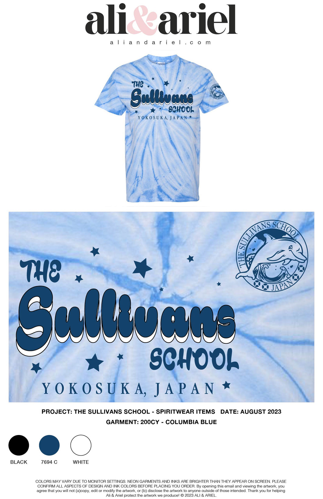 LIGHT BLUE TIE DYE TEES - The Sullivans School Fall 2023