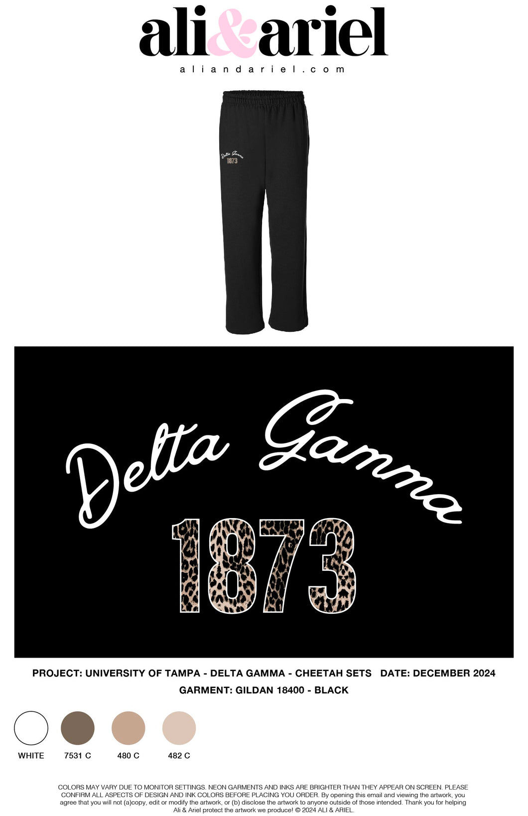 University of Tampa | Delta Gamma Cheetah Pants 2025