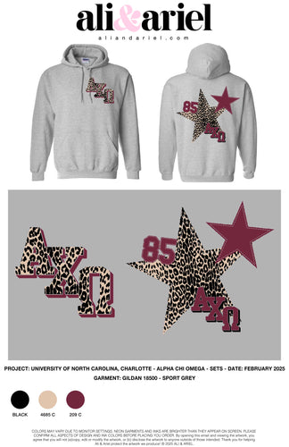University of North Carolina, Charlotte Alpha Chi Omega - Cheetah Hoodies 2025
