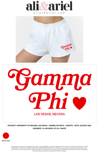 UNLV GAMMA PHI BETA HEART SHORTS 2023