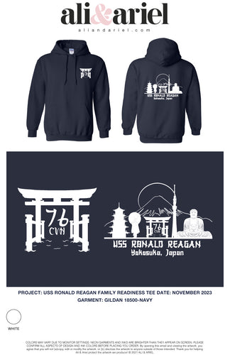 ADULT Black & White Graphic Hoodies - USS RONALD REAGAN CVN 76 - Fall 2023