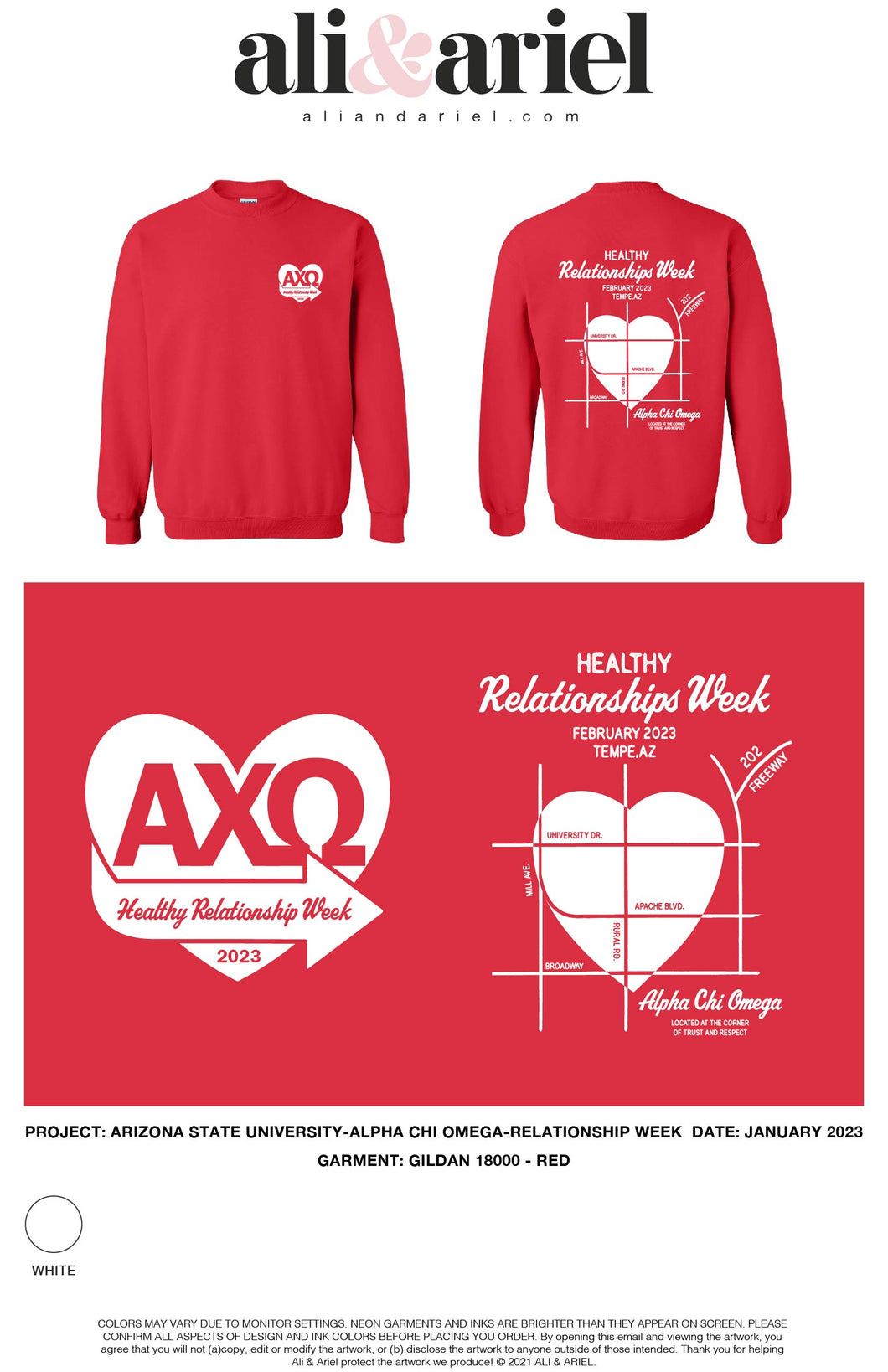 ASU AXO Healthy Relationships Week - Red Crewnecks
